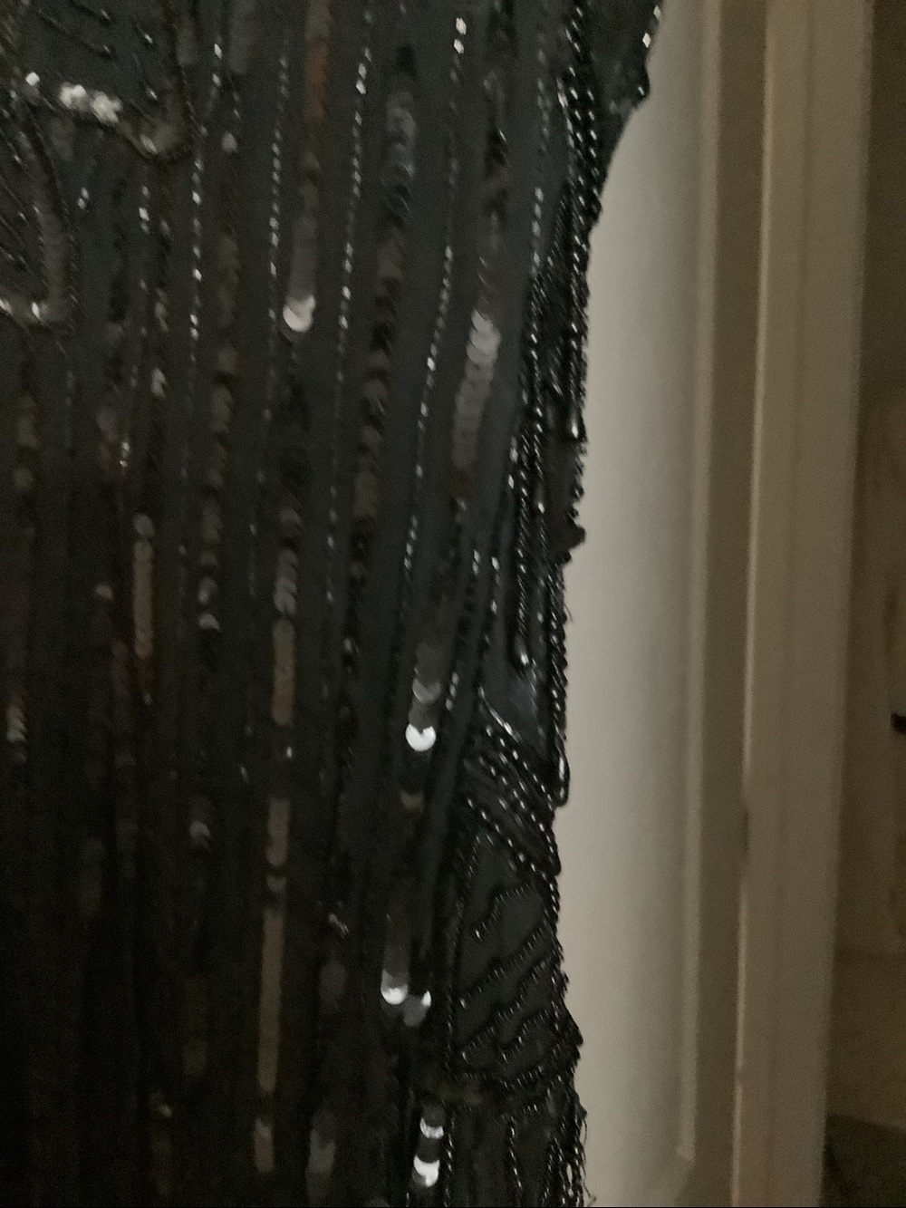 Black Sequin Fringe Evening Dress - Picture 6 of 7